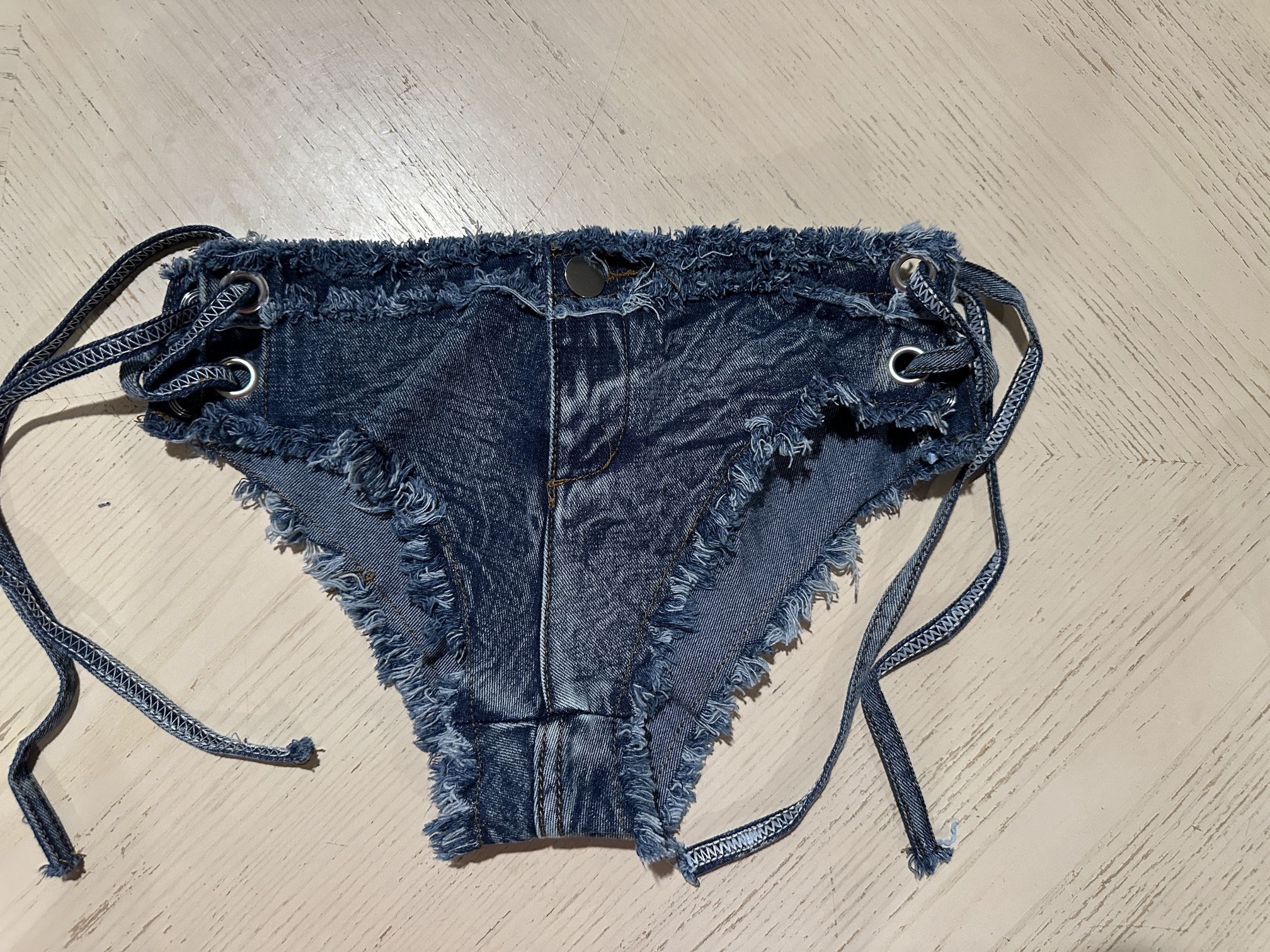 Womens Denim Shorts Low Rise Bikini Beach Thong Cut Off Jeans Size M