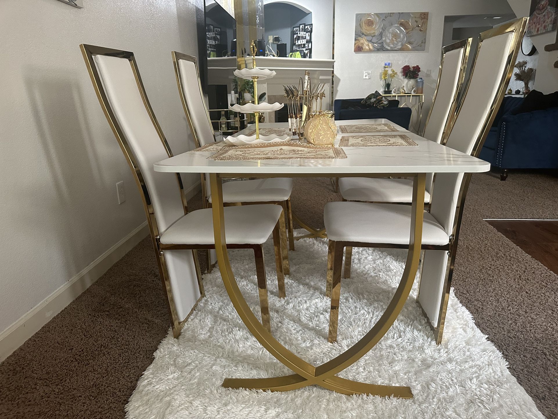 White and Gold Dinning Table Set