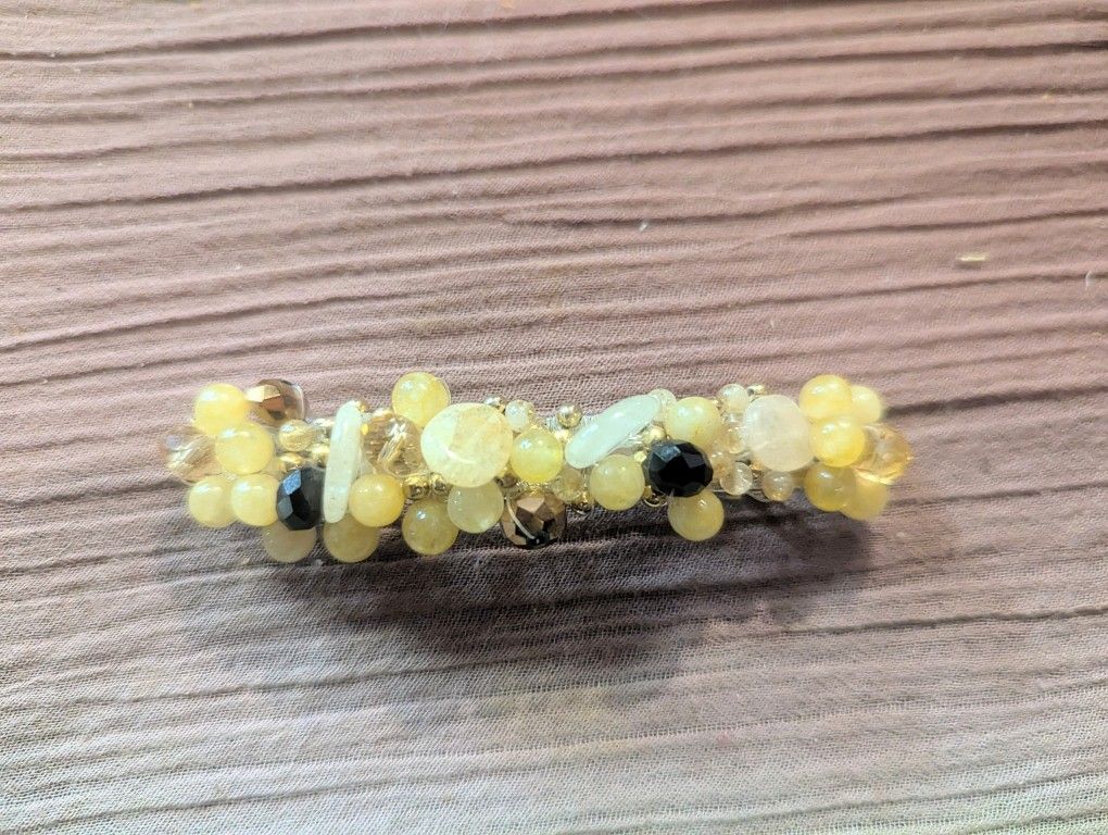 Handmade Crystal Citrine Beaded Hair Clip