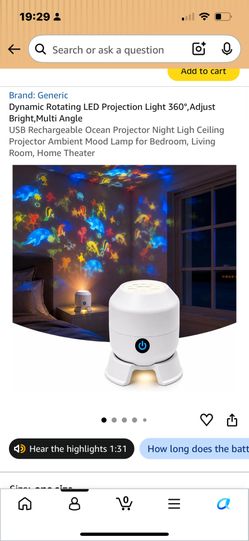360° Rotating Ocean Projector Night Light – Rechargeable LED