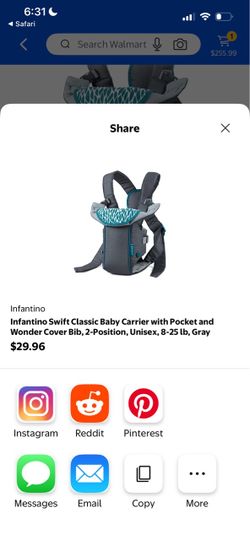 Infantino Swift Classic Baby Carrier with Pocket