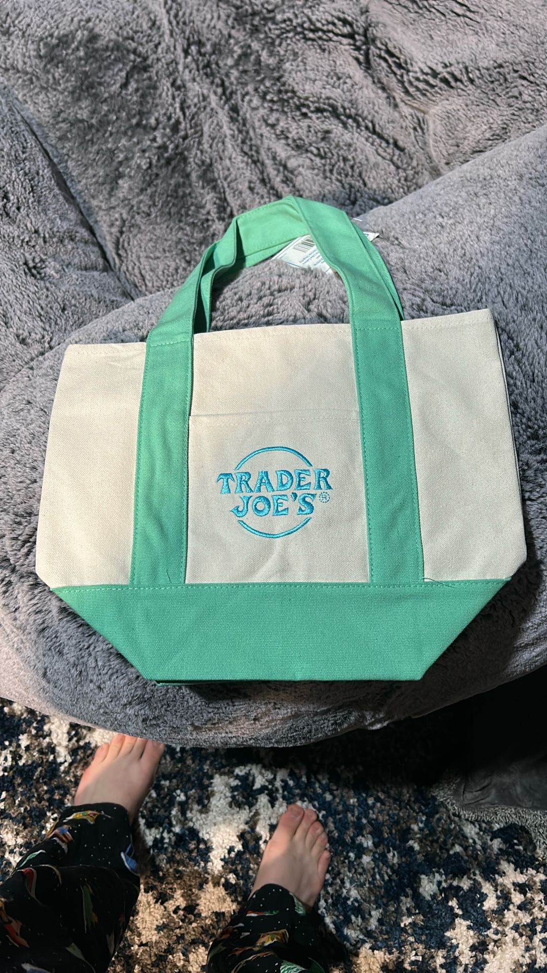 Teal Trader Joes Tote Bag