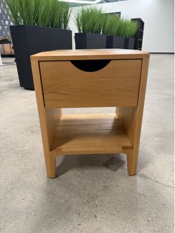 Modern Solid White Oak Nightstand | Curved Edges | Carved Pull | 16”x16”x20”