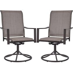 Patio Chairs Set of 2 Swivel Outdoor Dining Chairs High-Back