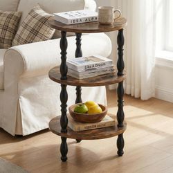 Side Table 3 Tier - Rustic Brown