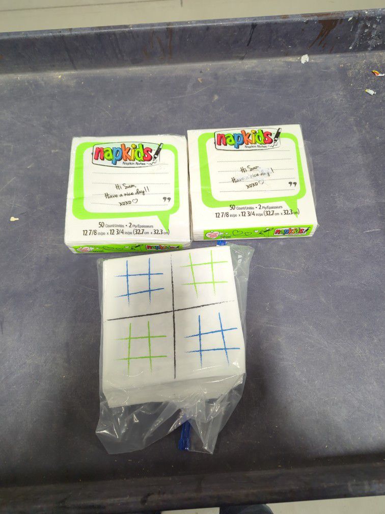 Note And Tic Tac Toe Napkins