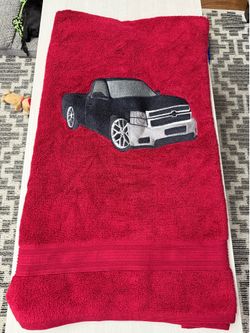 Chevy truck embroidered bath towel