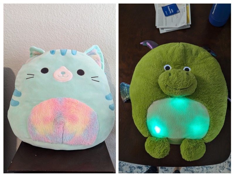 Two Soft Toys Hugging Pillows Plushies With Light