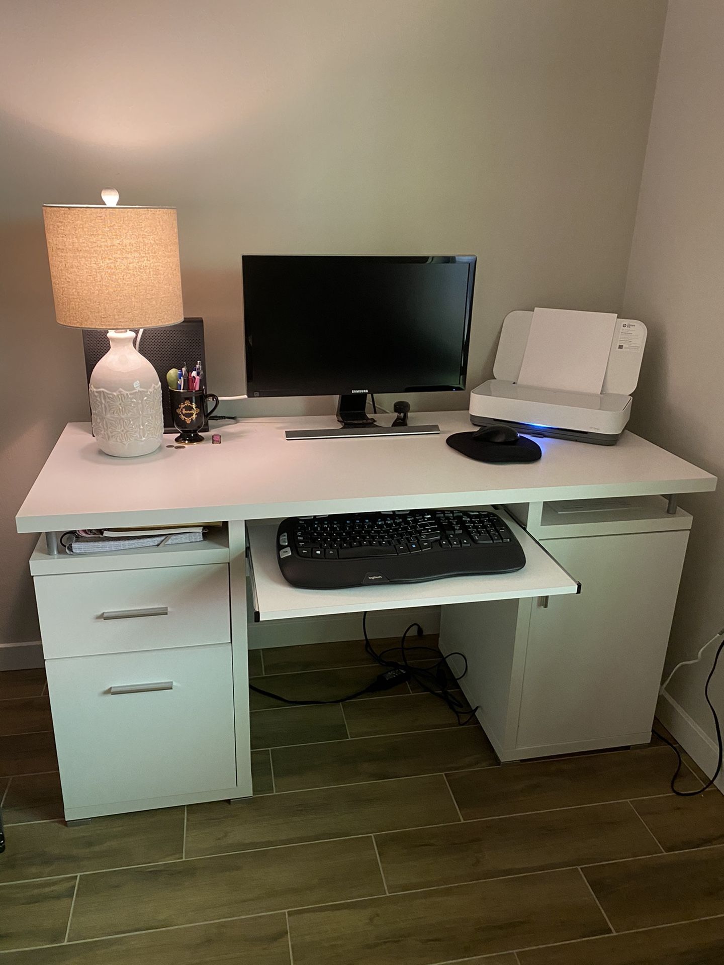 Modern White Computer Desk 