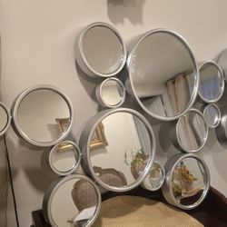 Mirror Wall Sculpture Decor Metal Round Wall Decoration.