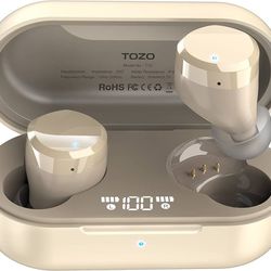 TOZO T12 Wireless Bluetooth Earbuds with Premium Sound, Wireless Charging Case, IPX8 Waterproof, Built-in Mic for Sport