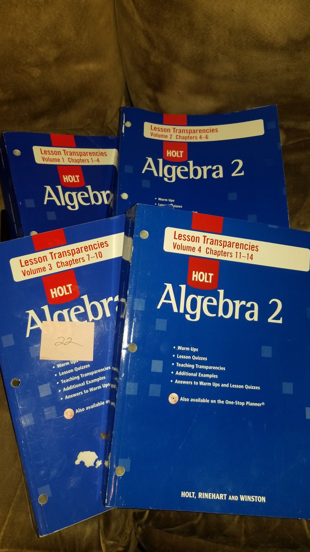Holt McDougal Larson Algebra 2: Chapter Transparency Package, Volumes 1-4