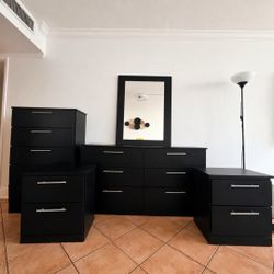 Dresser with Mirror, Chest and 2 Nightstands ⚜️ Cómoda con Espejo, Gavetero y 2 Mesitas de Noche 