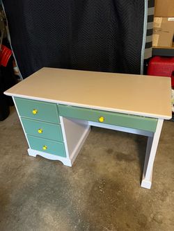 Painted Wood Desk with Drawers
