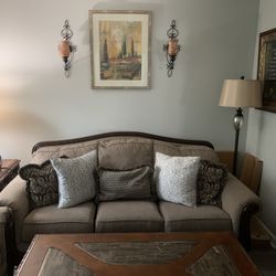 2pc Sofa Set Perfect Condition with end table, Odd Chair And Main table