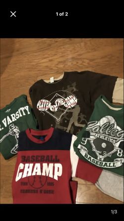 (4) Boys Baseball Shirt Lot  (Fits Size 8-12 Yr Old) CASH ONLY 