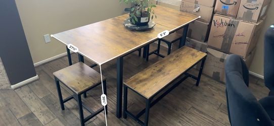 rustic industrial extendable dining table set