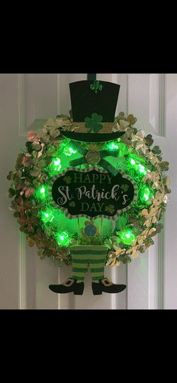 ❤️decorative Wreath St Patrick Day With Battery 🔋 Light 💡 