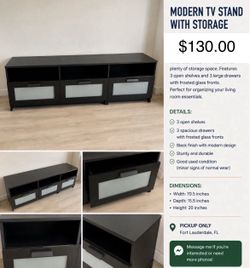 Modern Black TV Stand with Storage