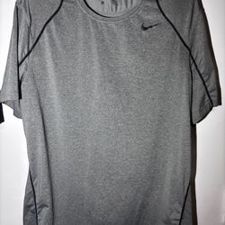 RARE Nike Pro Men XL Dark Gray Short Sleeve T Shirt Dri Fit Fitted Slim Fit