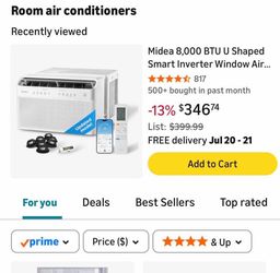 Midea AC window unit U shaped 8000 BTU 350 SQ Feet