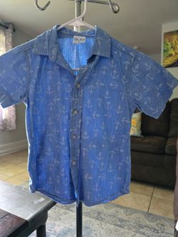 BUM Kids Blue Anchor Print Button-Up Shirt