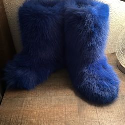 Blue Furry Boots 