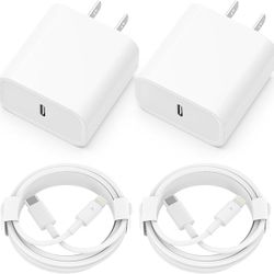 iPhone Charger, 2 Pack 20W PD USB C Wall Fast Charger Adapter with 2 Pack 6FT Type C to Lightning Cable Compatible for iPhone 14 13 12 11 Pro Max XR X