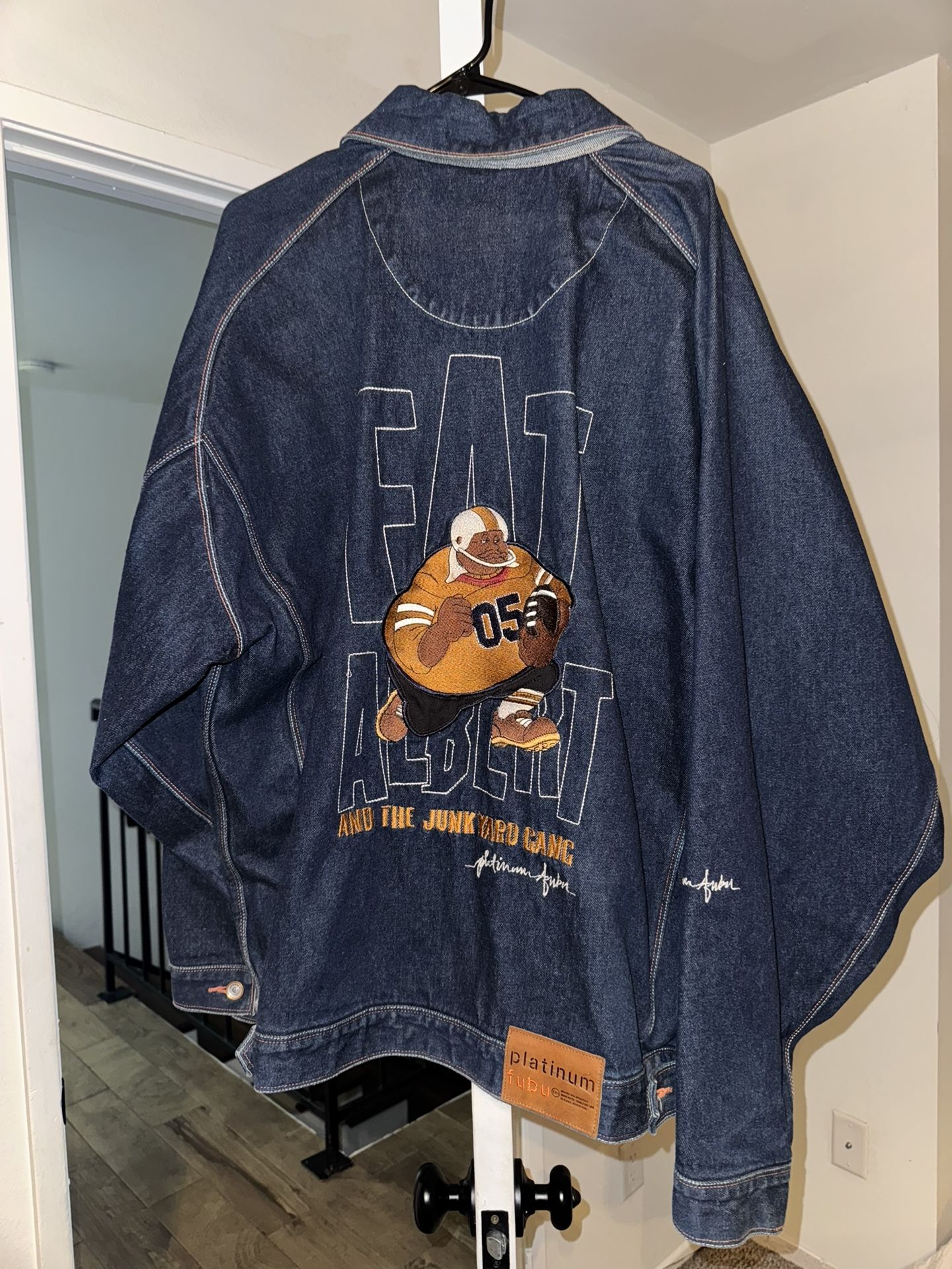 NEW XL PLATINUM FUBU FAT ALBERT & THE JUNKYARD DEMIN JACKET