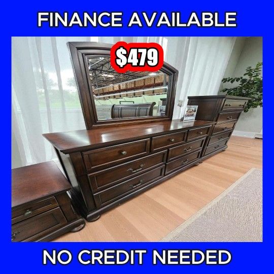 🔥 DRESSER + MIRROR DEAL! 💄🪞 ✨ ¡OFERTA DE TOCADOR CON ESPEJO! 💲Only $479 🚚 Delivery Available / FINANCE AVAILABLE  📦 #P F4347/ F4346