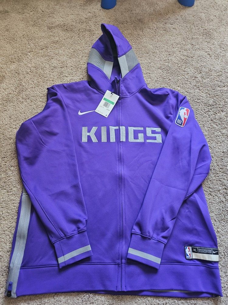 New Nike Warm Up Full Zip Sacramento Kings Hoodie Jacket Purple Men's XL $140 Retail