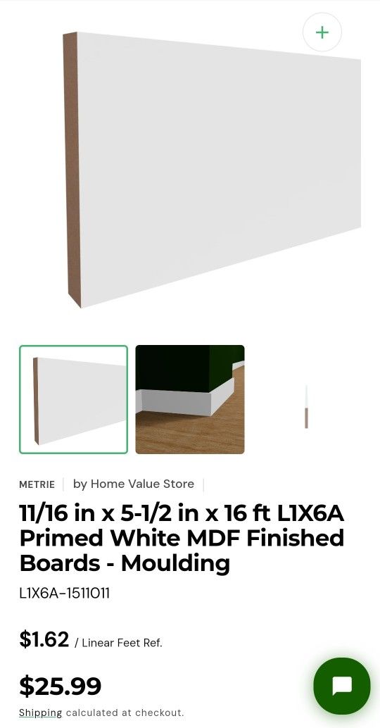5 1/2 Inch X 16 Ft Mdf Trim Baseboard Primed