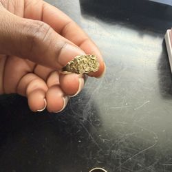 10K Gold Square Nugget Ring 