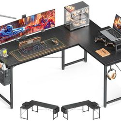 Metal, Engineered Wood

【Reversible L-Shaped Design】: The computer desk features an interchangeable L-shape structure that seamlessly fits either left