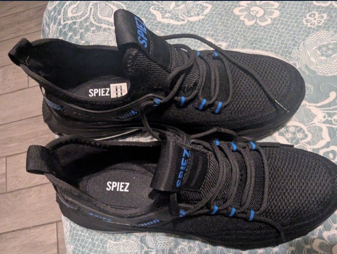 SPIEZ Composite Toe Shoes for Men Work, Safety Shoes Lightweight Slip Resistant Air Cushion Running Shoes Puncture Proof Tread Sneakers, Black 10.5