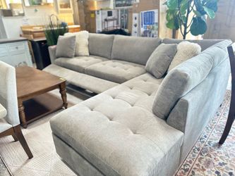 Grey Fabric Sectional with footrests