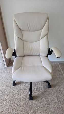 White faux leather office chair