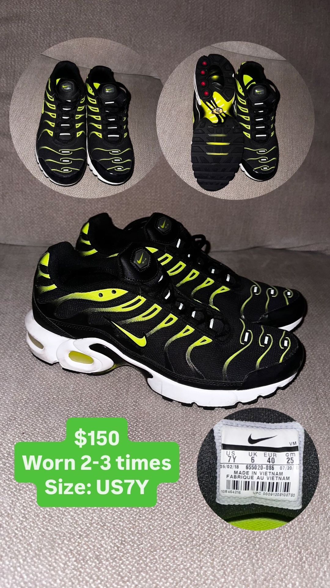 Nike Air Max Plus GS ' Black/Volt '