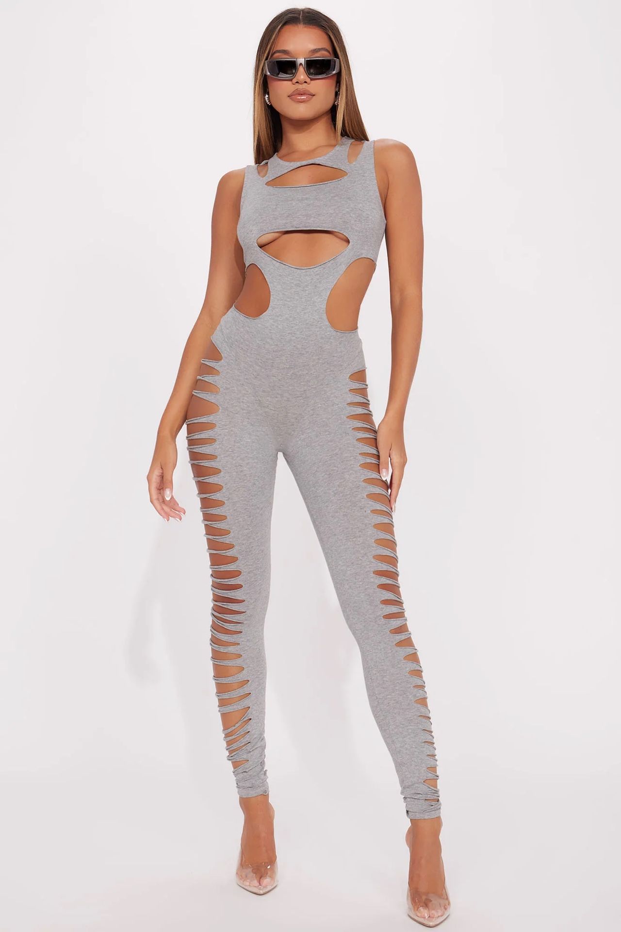 Grey Bodycon Jumpsuit Size M