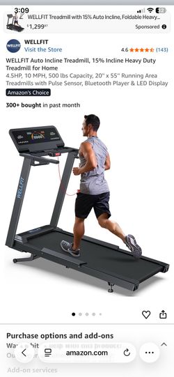 TM029 Pro Treadmill-15% Auto Incline-500LBS-10mph-55Inch Long Running Area