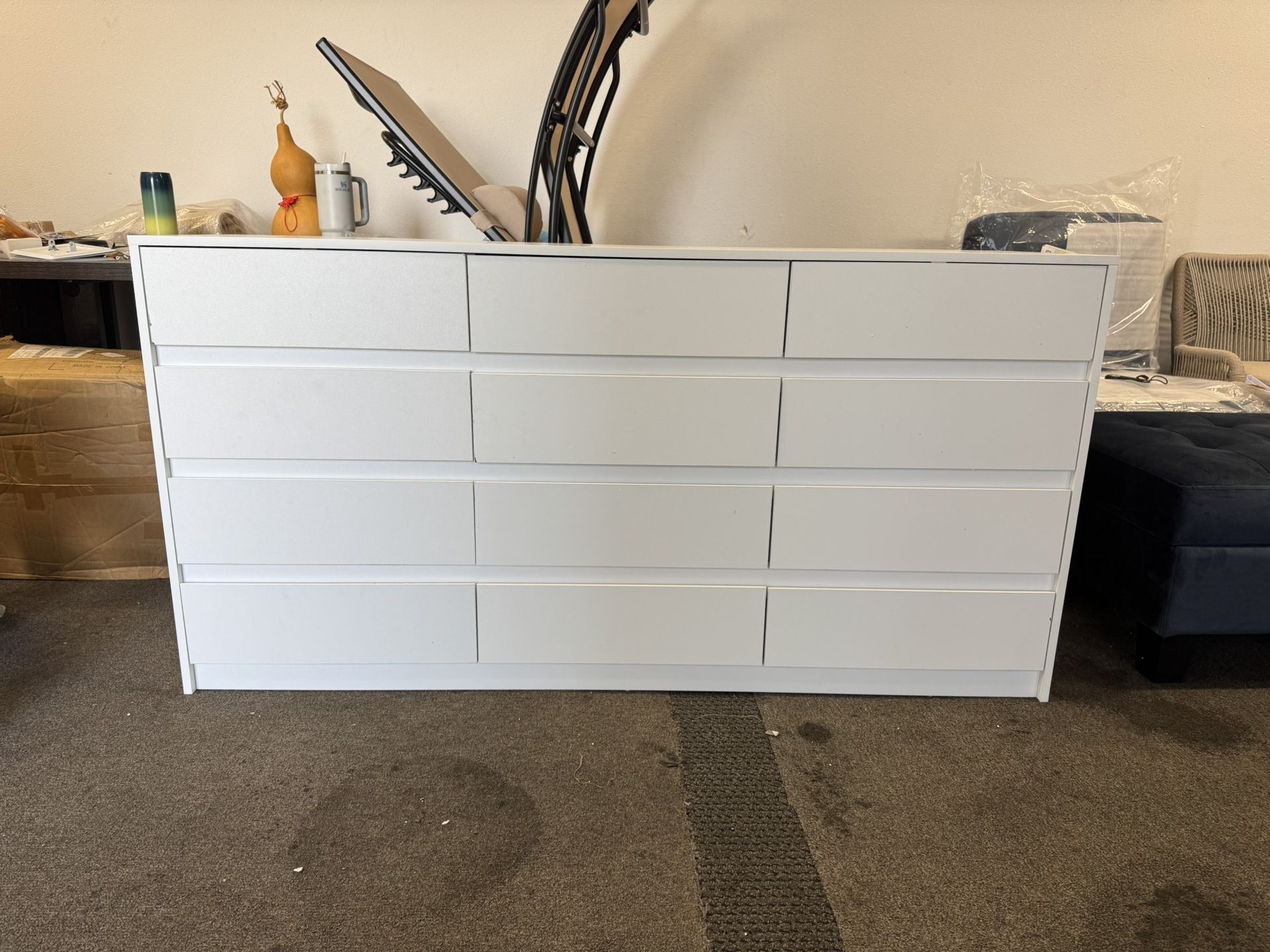 Homsee 12 Drawers Double Dresser, Modern Wood Dresser Chest of Drawers with Large Storage Space for Bedroom, White (63”L x 15.7”W x 31.9”H)