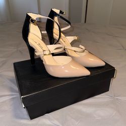 BRAND NEW 🔥 Strappy High Heels - Nude & Back, Size 7 1/2
