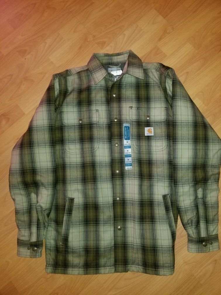Carhart Sherpa Lined Button Up Flannel Size Medium