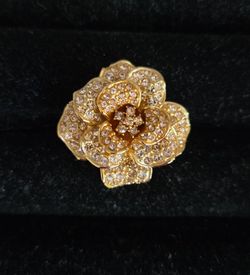 Joan Rivers Clear Rhinestones Floral Ring, sz 9
