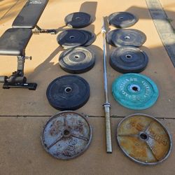 Barbell, Bench, Plates, Weights, Gym, Home Gy.