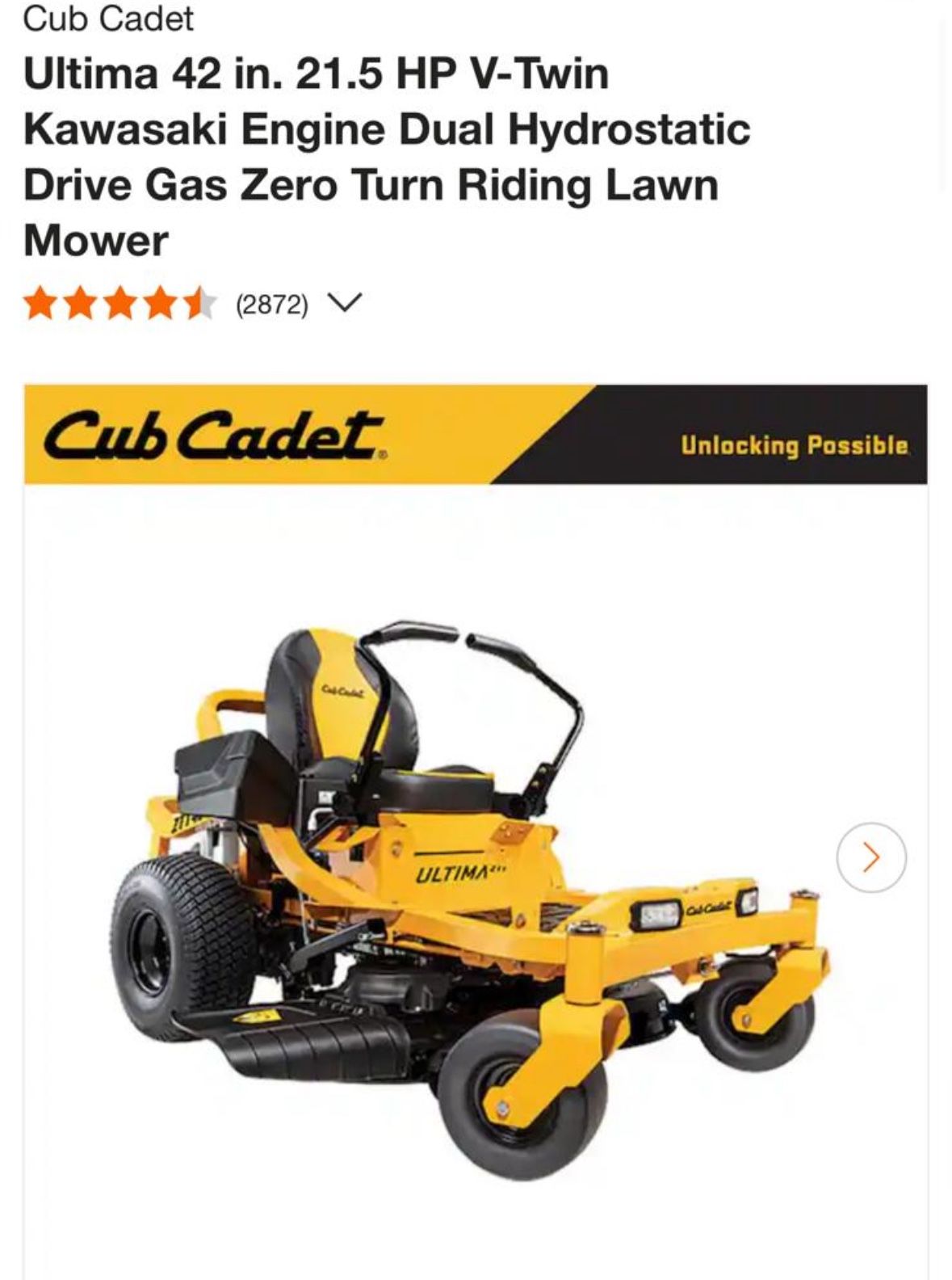 Cadet Ultima 42 in. 21.5 HP V-Twin Kawasaki Engine Dual Hydrostatic Drive Gas Zero Turn Riding Lawn Mower