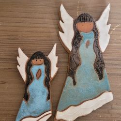 Suzy Pottery Angel Pottery Glazed Wall Hanging Southwest Set Of 2