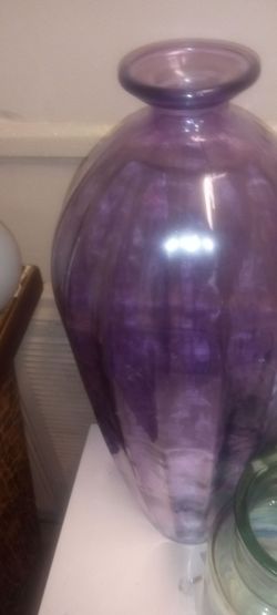 New purple recycled glass floor vase thick and elegant made in Portugal
