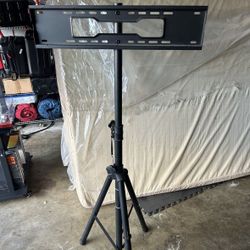 Portable TV Tripod Stand Tilt Mount for 32-70 inch LED LCD OLED Flat Screen TVs/Monitors, Height Adjustable Foldable Mount Stand, Black Floor Display 