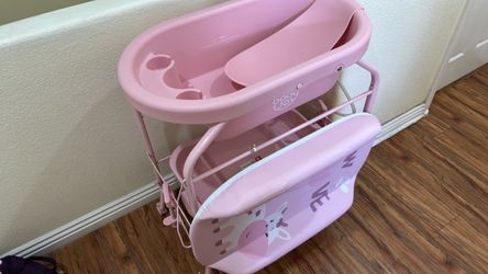 Baby Joy Pink Baby Bath and Changing Table